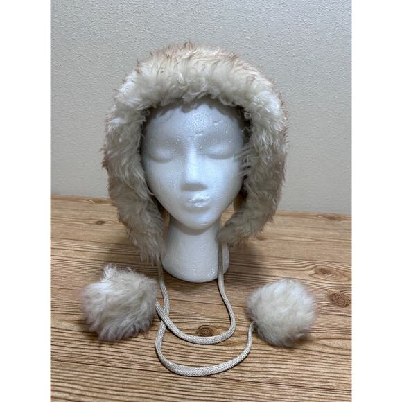 VTG Genuine Tuscan Lambskin Fur Trapper Hat 46 Italy Shearling Aviator Pom Pom - Picture 2 of 11